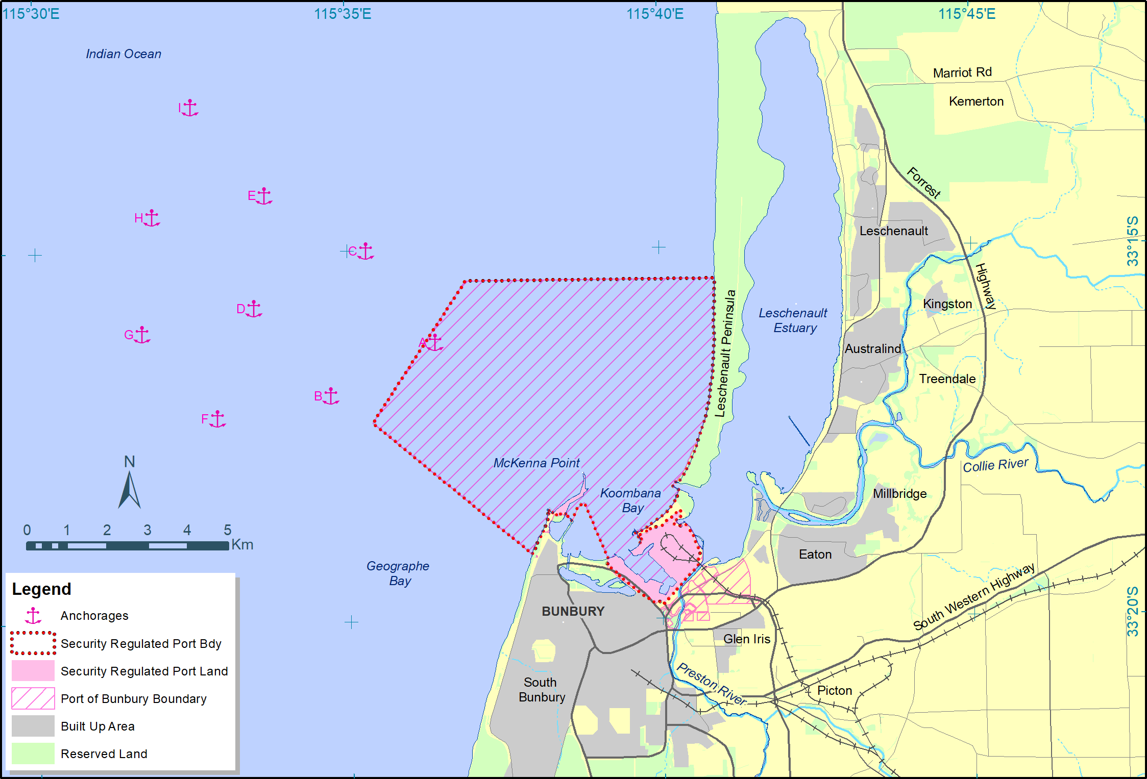 Bunbury Anchorage Locations