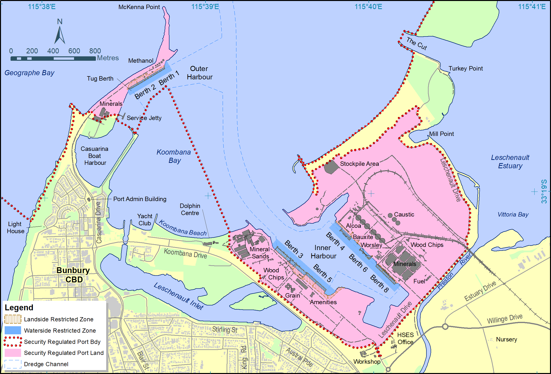 Bunbury Port Layout and Security Zones