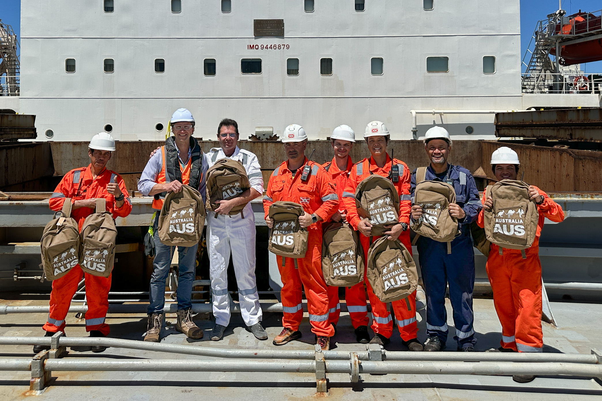 Ships crew with hampers